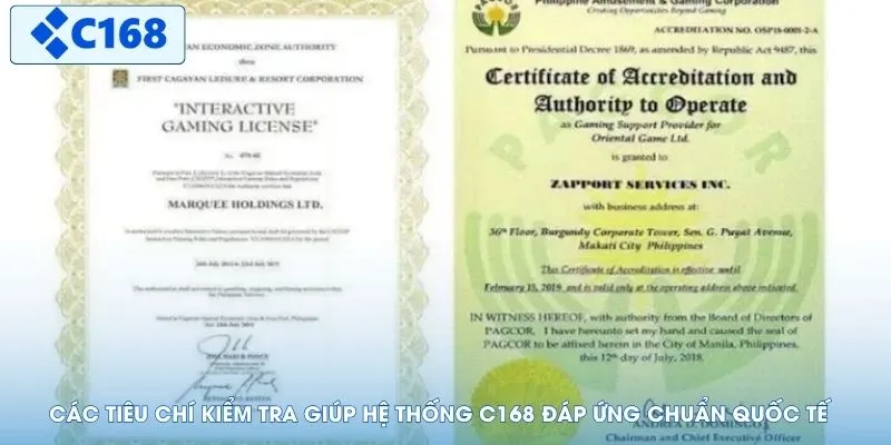 Các tiêu chí kiểm tra giúp hệ thống C168 đáp ứng chuẩn quốc tế